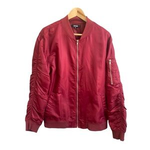 Red bomber jacket with ruched sleeves Jackson